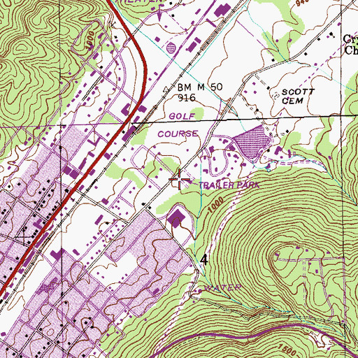 Topographic Map of Rawlingsville (historical), AL