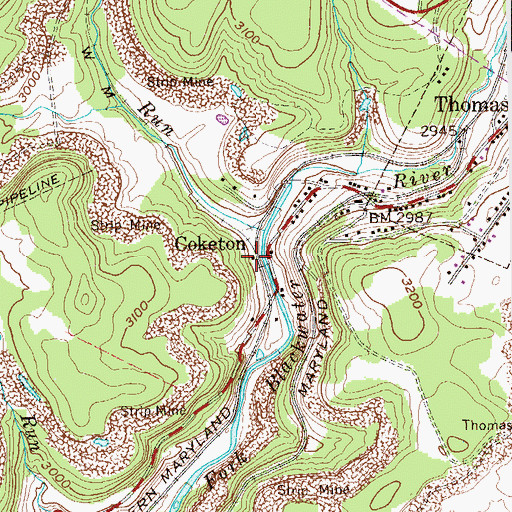 Topographic Map of Coketon, WV