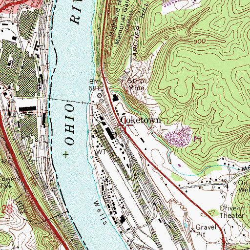 Topographic Map of Coketown, WV