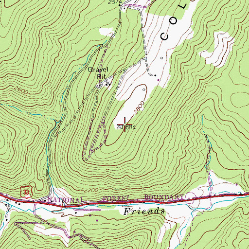 Topographic Map of Colic Mountain, WV