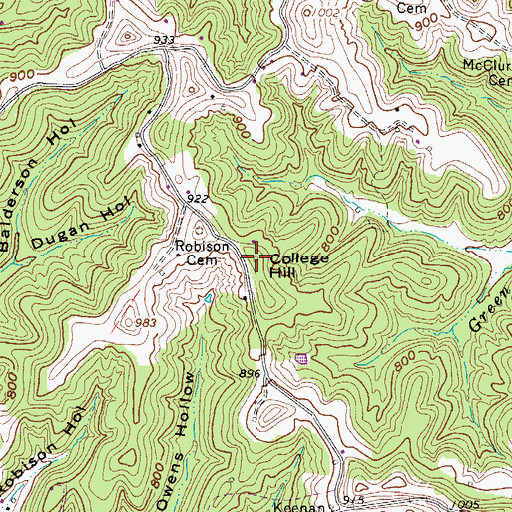 Topographic Map of College Hill, WV