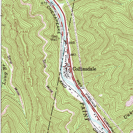 Topographic Map of Collinsdale, WV
