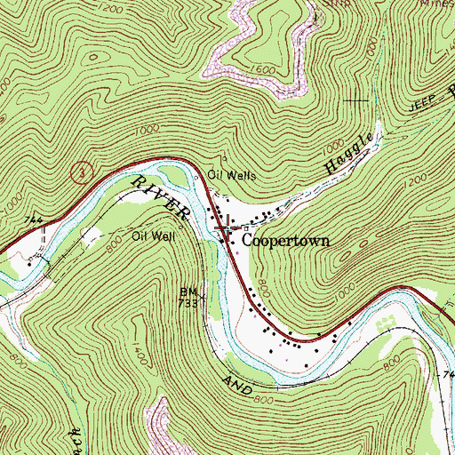 Topographic Map of Coopertown, WV