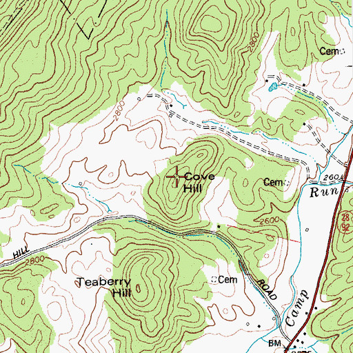 Topographic Map of Cove Hill, WV