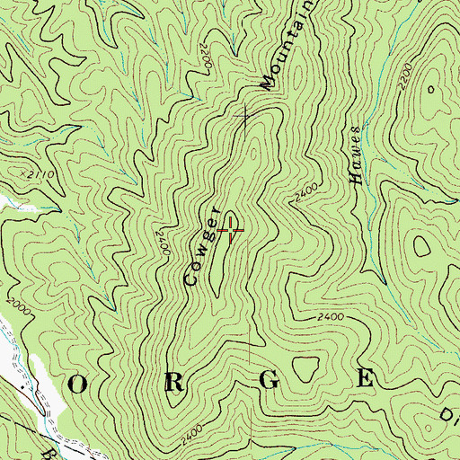 Topographic Map of Cowger Mountain, WV