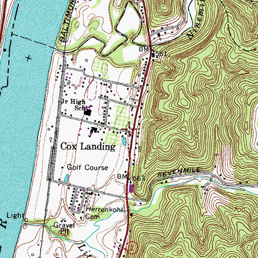 Topographic Map of Cox Landing, WV