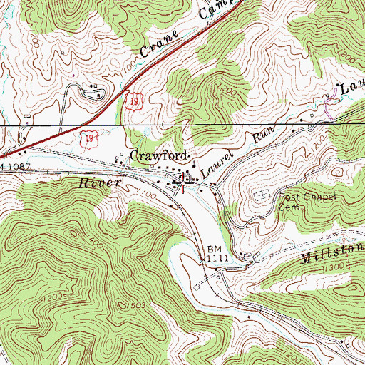 Topographic Map of Crawford, WV