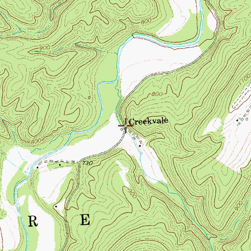Topographic Map of Creekvale, WV