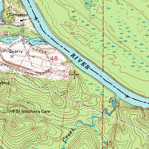 Topographic Map of Cowans Bluff, AL