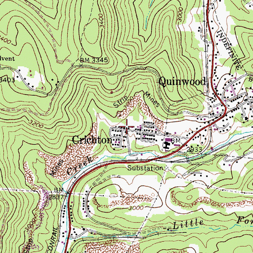 Topographic Map of Crichton, WV