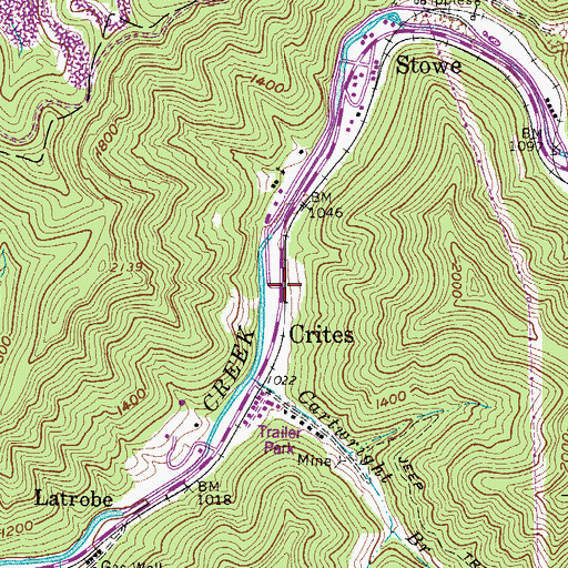 Topographic Map of Crites, WV