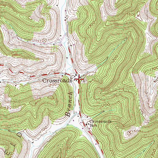 Topographic Map of Crossroads, WV