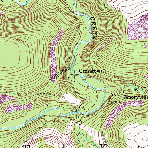 Topographic Map of Crosstown, WV