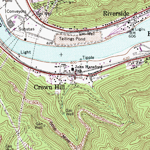 Topographic Map of Crown Hill, WV