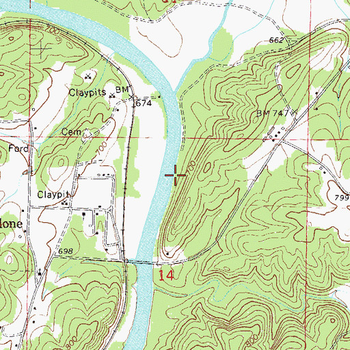 Topographic Map of Malone Ferry (historical), AL