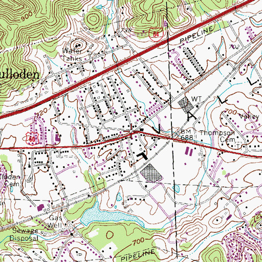Topographic Map of Culloden, WV
