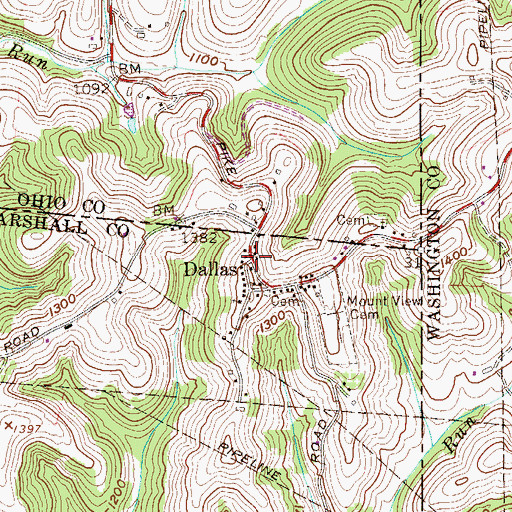 Topographic Map of Dallas, WV