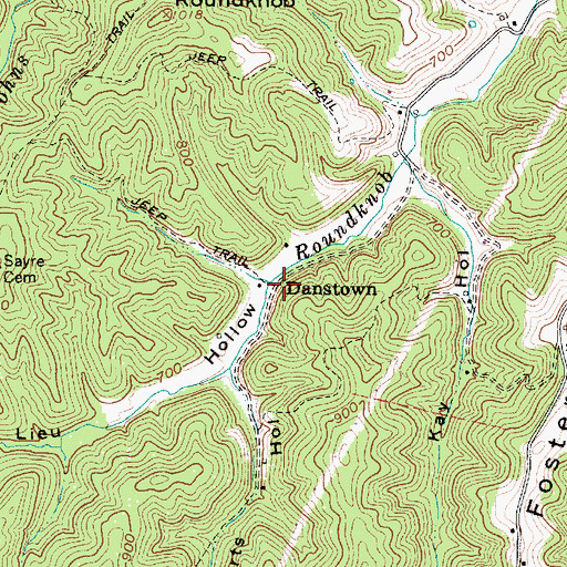 Topographic Map of Danstown, WV