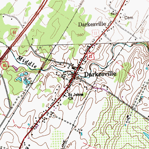 Topographic Map of Darkesville, WV