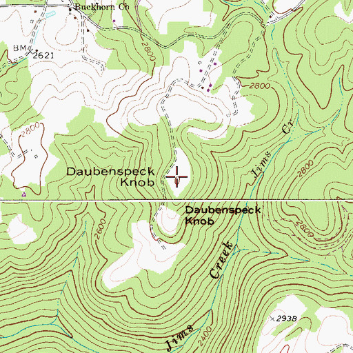 Topographic Map of Daubenspeck Knob, WV