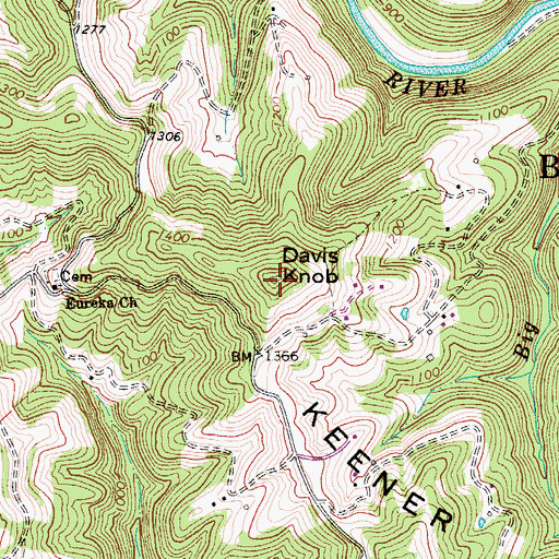 Topographic Map of Davis Knob, WV