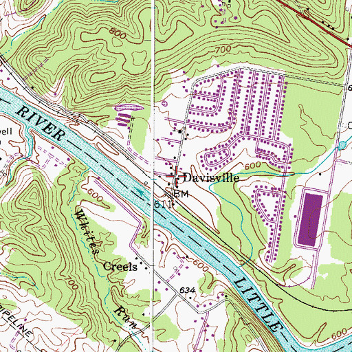 Topographic Map of Davisville, WV
