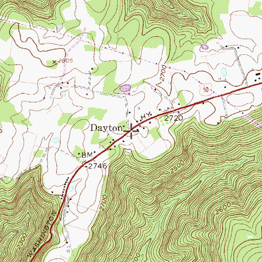 Topographic Map of Dayton, WV