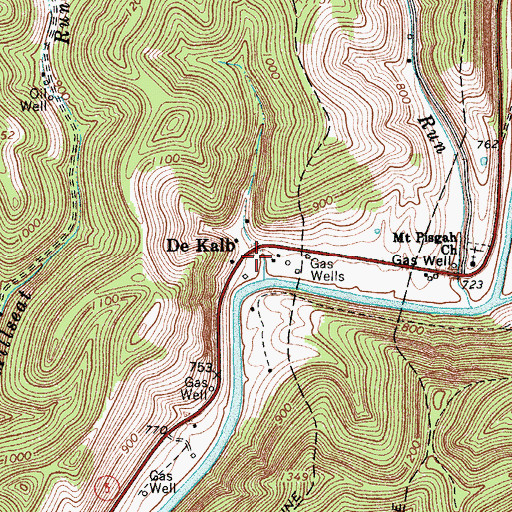 Topographic Map of De Kalb, WV