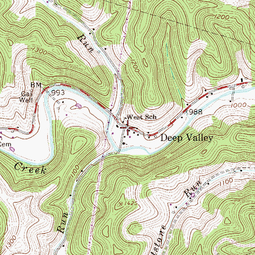 Topographic Map of Deep Valley, WV