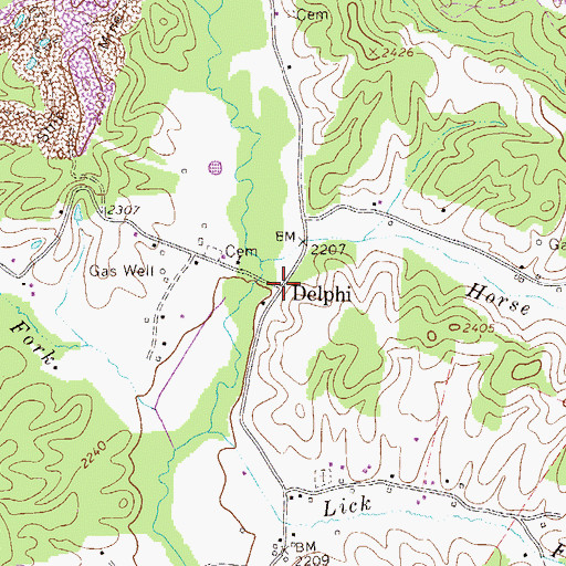 Topographic Map of Delphi, WV