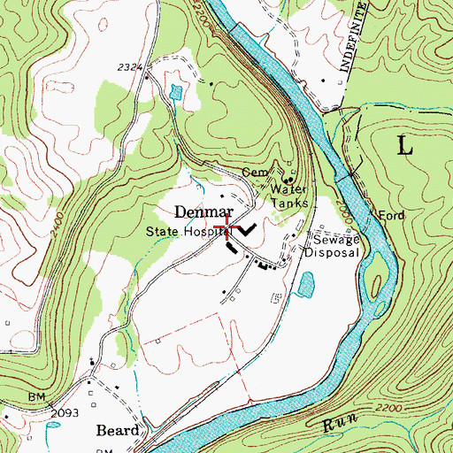Topographic Map of Denmar, WV