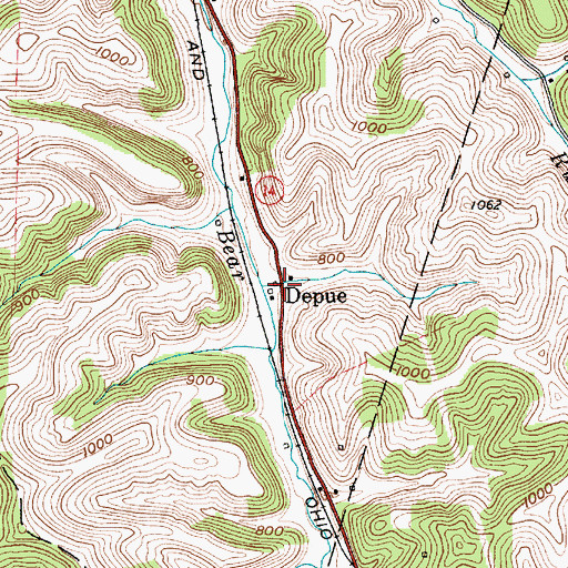 Topographic Map of Depue, WV