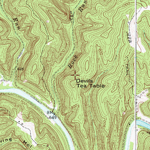 Topographic Map of Devils Tea Table, WV