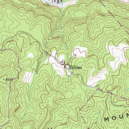 Topographic Map of Dillon, WV