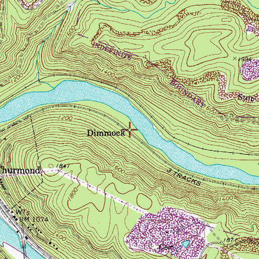 Topographic Map of Dimmock, WV