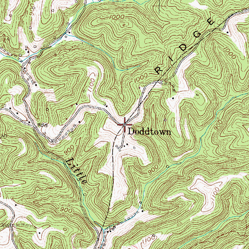 Topographic Map of Doddtown, WV