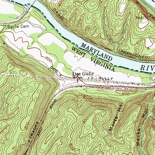 Topographic Map of Doe Gully, WV