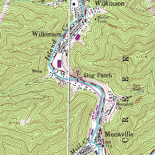 Topographic Map of Dog Patch, WV
