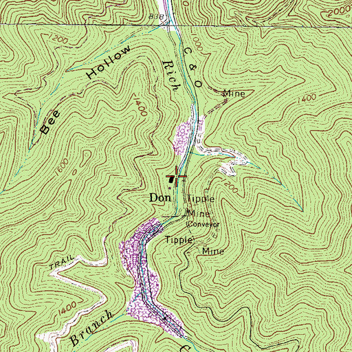 Topographic Map of Don, WV