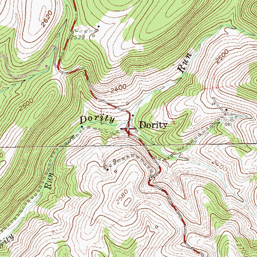 Topographic Map of Dority, WV