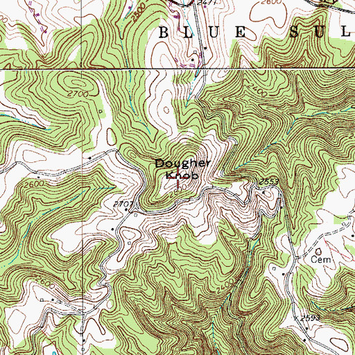 Topographic Map of Dougher Knob, WV