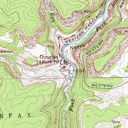 Topographic Map of Douglas, WV
