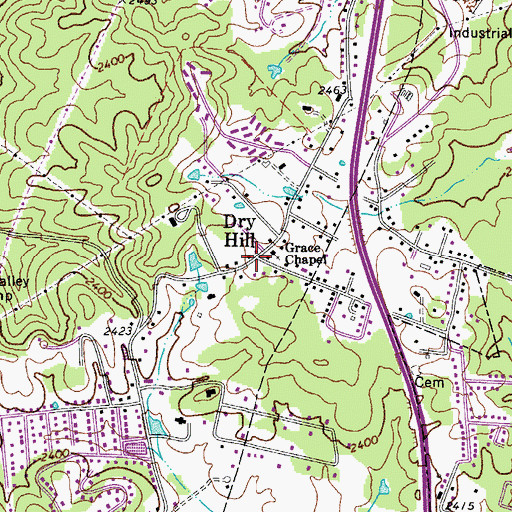Topographic Map of Dry Hill, WV
