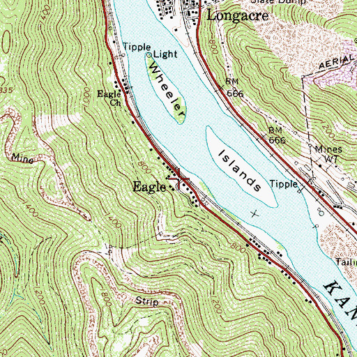 Topographic Map of Eagle, WV