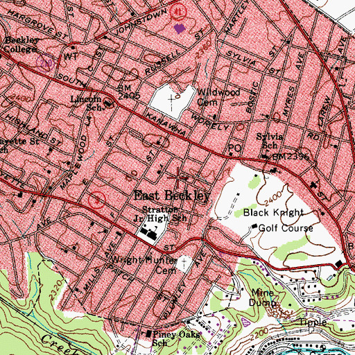 Topographic Map of East Beckley, WV