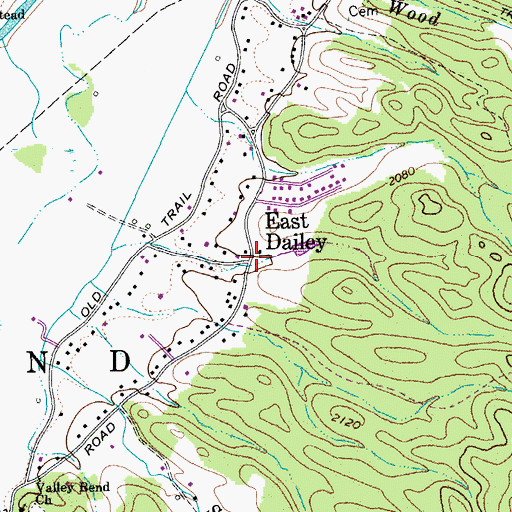Topographic Map of East Dailey, WV