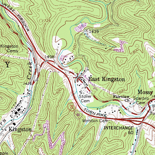Topographic Map of East Kingston, WV