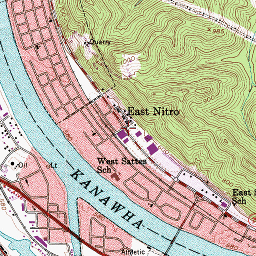 Topographic Map of East Nitro, WV