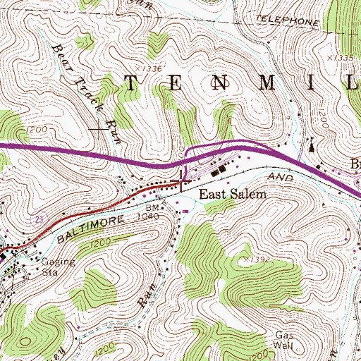 Topographic Map of East Salem, WV