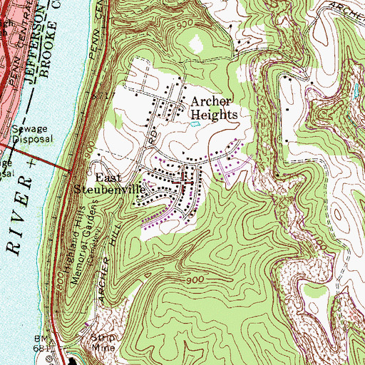 Topographic Map of East Steubenville, WV